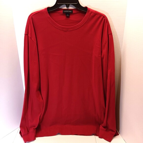 Lands End Shirt XXL Tall Red Long Sleeve Pullover Crewneck Preppy Academia - Picture 1 of 7